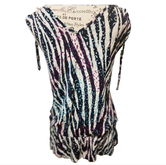 French Connection Colorful Zebra Shirt X-Small - Picture 2 of 4